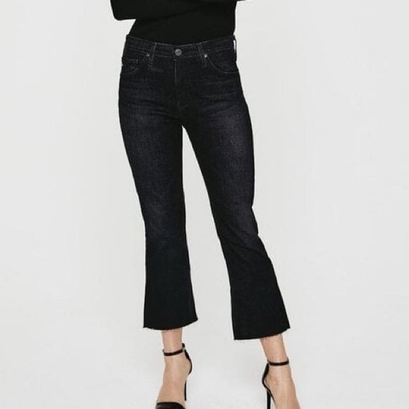 Ag Adriano Goldschmied Denim - #347 AG Jodi Crop Slim Flare Jeans Sz 25R Black EUC